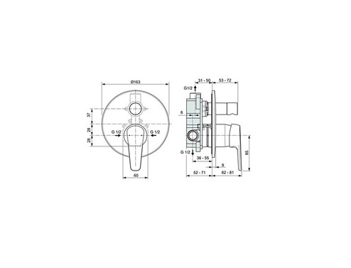 Смесител вграден за вана/душ Ideal Standard TYRIA